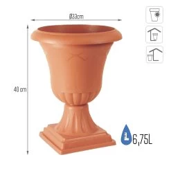 Prosperplast Maceta Ornamental Con Pie ATENA 6,75L 330x330x400 Terracota -Intemperie Jardinería Tienda 03d9f9270472e660