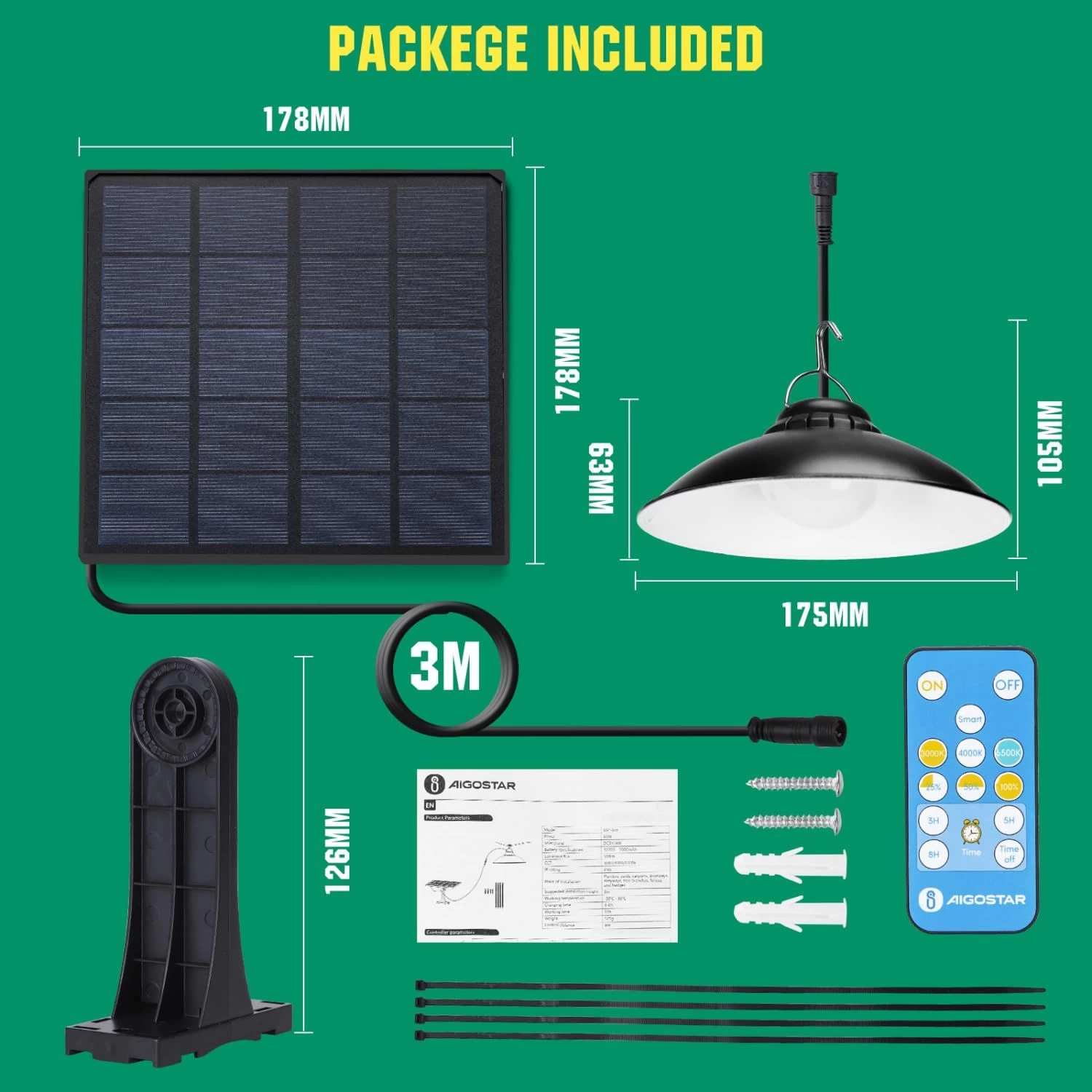 Aigostar Luz Solar Exterior Con Mando A Distancia, 50w 500lm Ip65 8 Aigostar Luz Solar Exterior Con Mando A Distancia, 50w 500lm Ip65 - Imagen 6