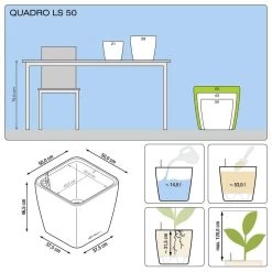 LECHUZA Maceta Quadro Premium Ls 50 - Kit Completo, Blanco Brillante 50 Cm -Intemperie Jardinería Tienda 089abd667aea4ef8
