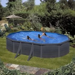 PISCINA GRE OVALADA KEA KIT500GF DESMONTABLE IMITACION GRAFITO GRE