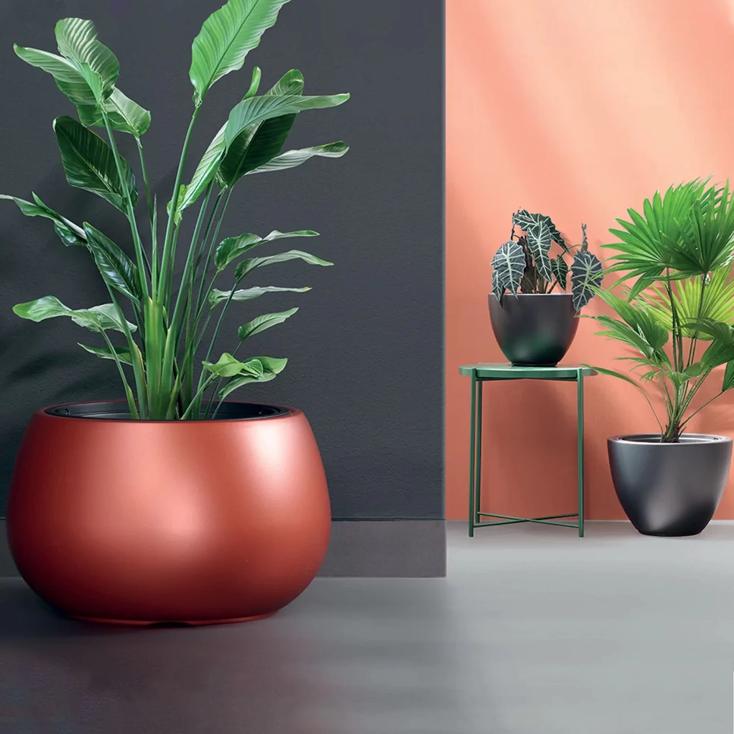 Prosperplast Maceta HEOS 25LCon Depósito 395x395x302 Antracita 6 Prosperplast Maceta HEOS 25LCon Depósito 395x395x302 Antracita - Imagen 4