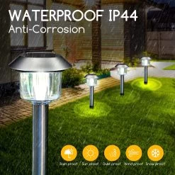 Aigostar Luces Solares Jardín 6 Pack, 6500K. IP44, L125*W125*H366mm -Intemperie Jardinería Tienda 1763043bd335f211