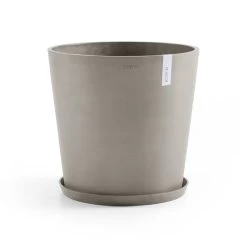 Ecopots Maceta Redonda Amsterdam 60 Taupe - ø 60 X H. 54,8 Cm - 100 L -Intemperie Jardinería Tienda 2a8dc3d401da9a45