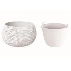 Prosperplast Maceta Redonda Con Deposito Splofy Bowl Plastico Blanco 37x37x21 Cm