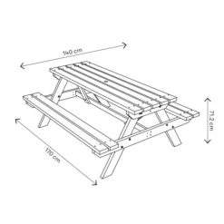 Mesa De Picnic Madera Agad 170x220x43 Cm 9 Mesa De Picnic Madera Agad 170x220x43 Cm -Intemperie Jardinería Tienda 3663602936299 26c BI