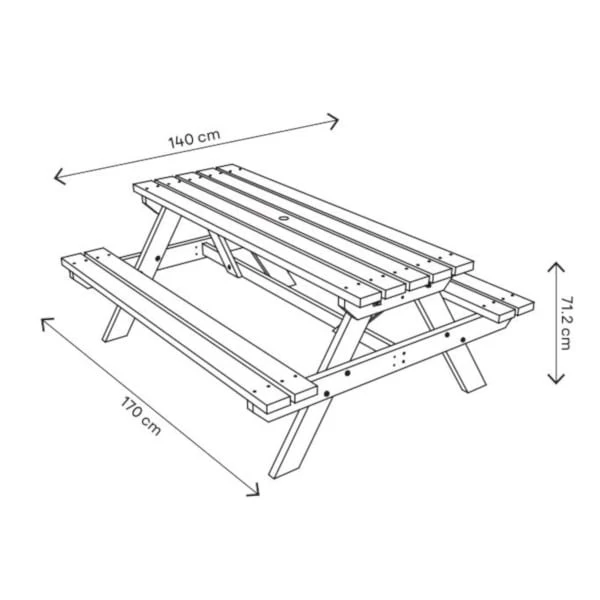 Mesa De Picnic Madera Agad 170x220x43 Cm 4 Mesa De Picnic Madera Agad 170x220x43 Cm - Imagen 2