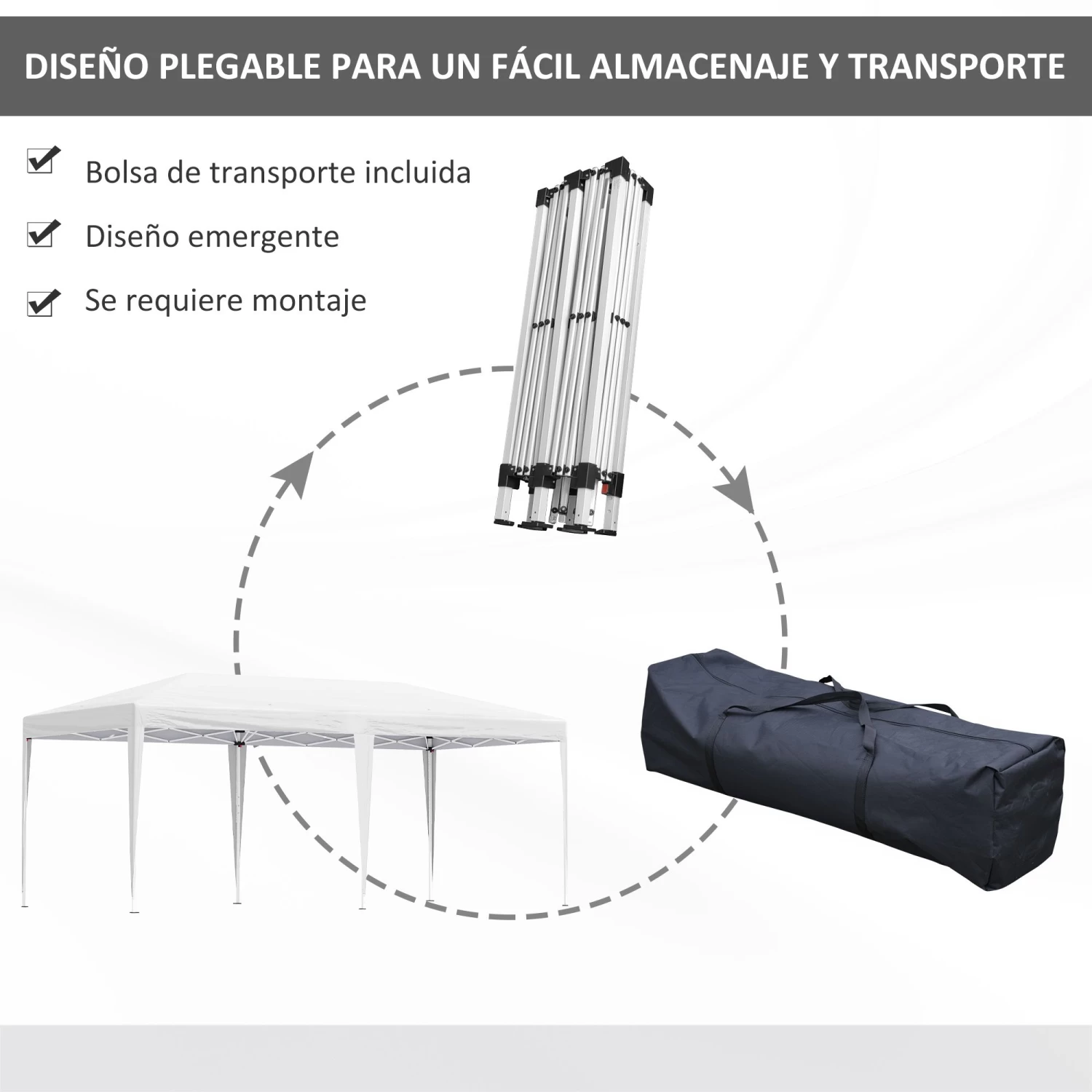 Cenador Plegable Outsunny 84C-118V01 7 Cenador Plegable Outsunny 84C-118V01 - Imagen 5