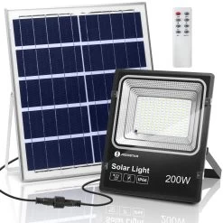 Aigostar Foco Proyector Led Solar Con Mando A Distancia,200w,6500k Ip66,2m