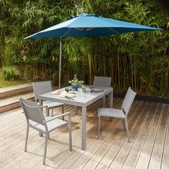 Mesa De Jardín Extensible Gris Moorea 75x90x140/200 Cm -Intemperie Jardinería Tienda 5059340124902 27c bi
