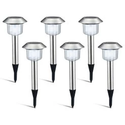 Aigostar Luces Solares Jardín 6 Pack, 6500K. IP44, L125*W125*H366mm