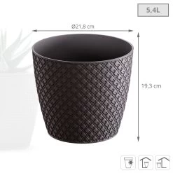 Prosperplast Maceta ORIENT 5,4L 218x218x193 Antracita -Intemperie Jardinería Tienda 5842edff59a634d5