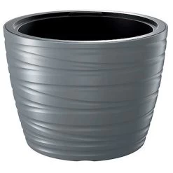 Prosperplast Maceta Baja Con Deposito 22L Maze Plastico Gris Grafito 37,5x37,5x27,9 Cm