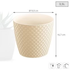 Prosperplast Maceta ORIENT 3,5L 189x189x167 Crema -Intemperie Jardinería Tienda 5f724492471e4301