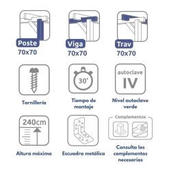 Pérgola Maciza -VIGO 254x254cm -Intemperie Jardinería Tienda 636ba51e936866.61729626