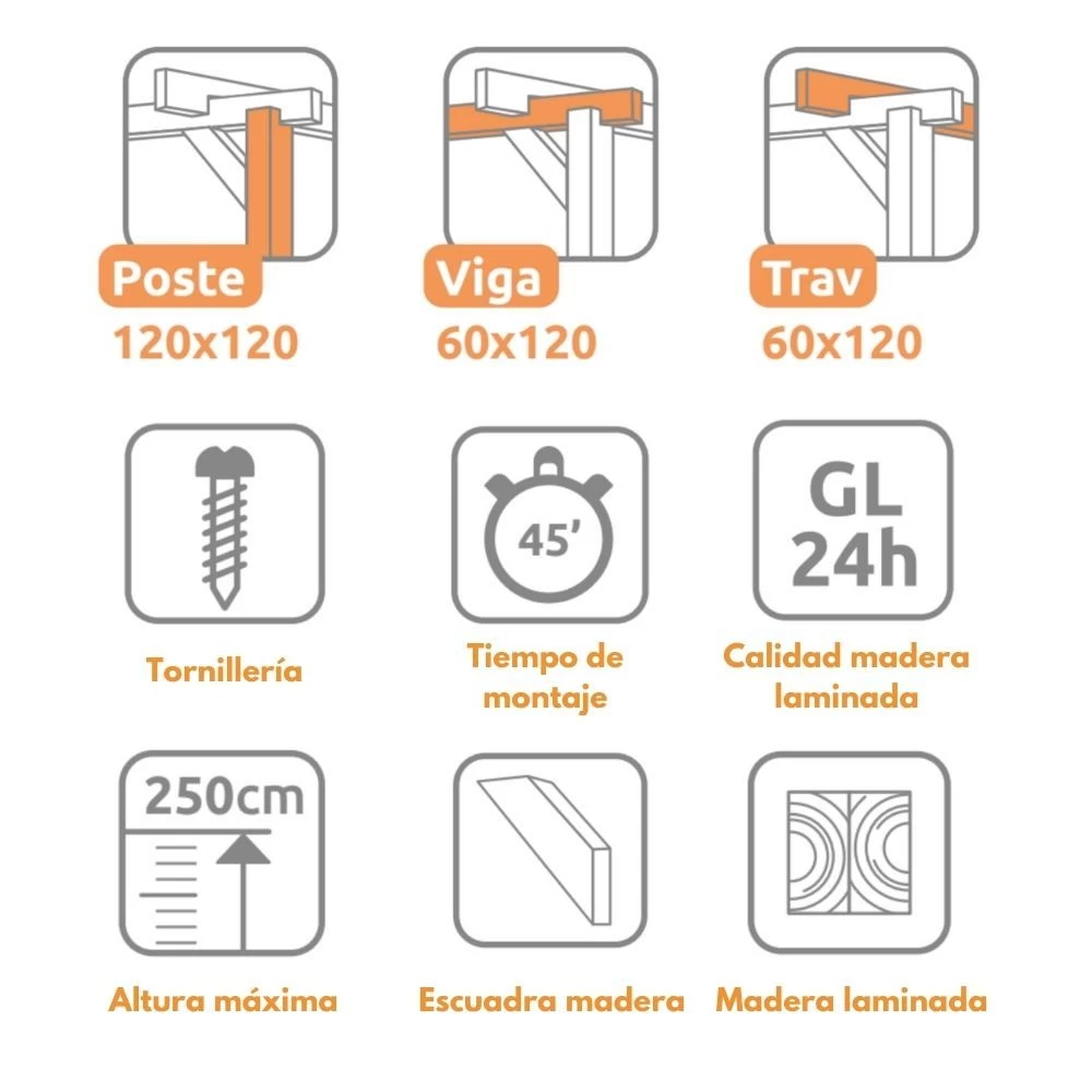 Pérgola Laminada - FUENGIROLA 500x300cm 4 Pérgola Laminada - FUENGIROLA 500x300cm - Imagen 2