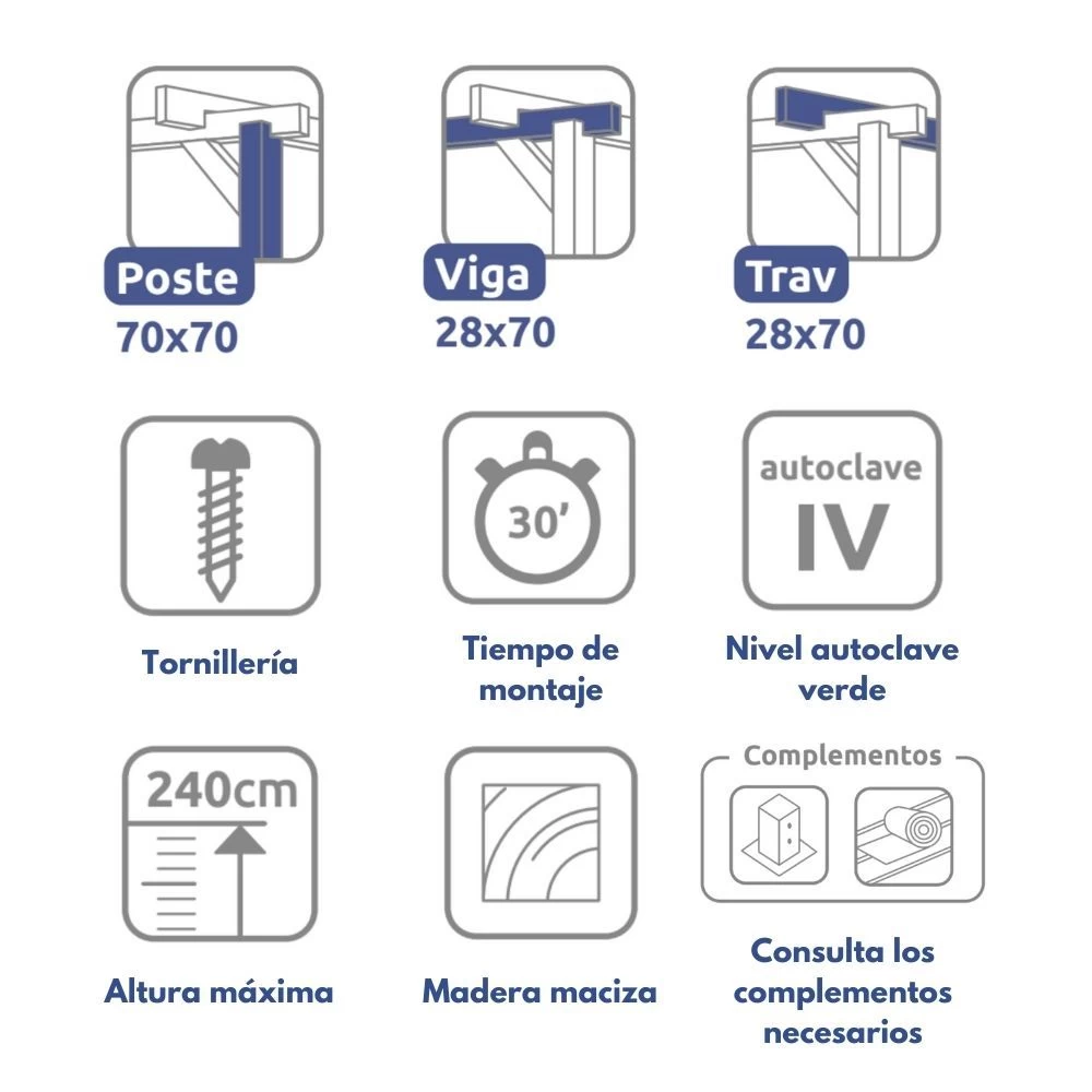 Pérgola Maciza - ALMERIA 420x420cm 4 Pérgola Maciza - ALMERIA 420x420cm - Imagen 2
