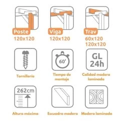 Pérgola Laminada - SANTANDER 600x400cm 5 Pérgola Laminada - SANTANDER 600x400cm -Intemperie Jardinería Tienda 636bb30ae2d227.05403396