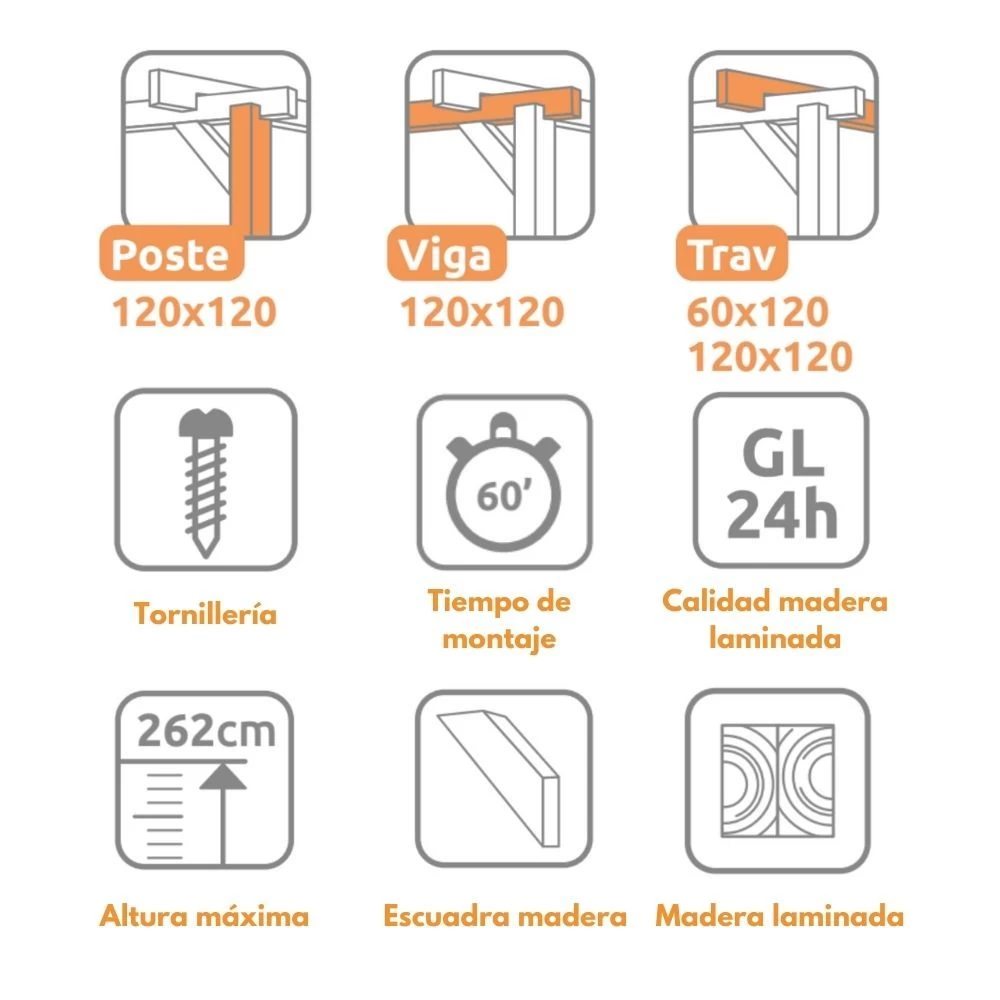 Pérgola Laminada - SANTANDER 600x400cm 4 Pérgola Laminada - SANTANDER 600x400cm - Imagen 2