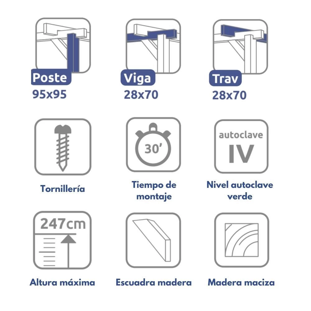 Pérgola Maciza - LEÓN 510x420cm 4 Pérgola Maciza - LEÓN 510x420cm - Imagen 2
