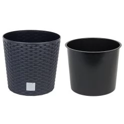 Prosperplast Maceta Redonda 37,65L Rato Con Cubilete Para Plantar Color Antracita 40 X40 X37,5 Cm -Intemperie Jardinería Tienda 638528390350f9.32437530