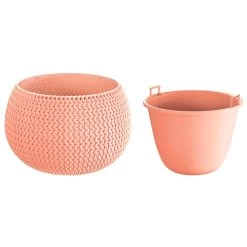 Prosperplast Maceta Redonda Con Deposito Splofy Bowl De Plastico Color Melocoton 37x37x21 Cm
