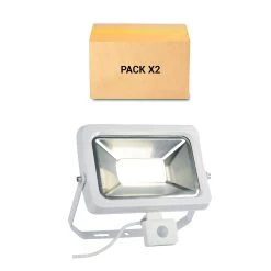 Pack 2X Focos Proyector LED 50W Con Detector De Movimiento PIR Blanco IP44 8 Pack 2X Focos Proyector LED 50W Con Detector De Movimiento PIR Blanco IP44 -Intemperie Jardinería Tienda 6385438272e877.34159273