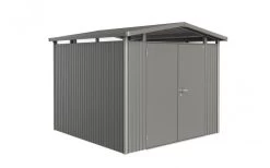 CASETA METALICA BIOHORT JARDIN PANORAMA P2 DOBLE PUERTA COLOR GRIS CUARZO