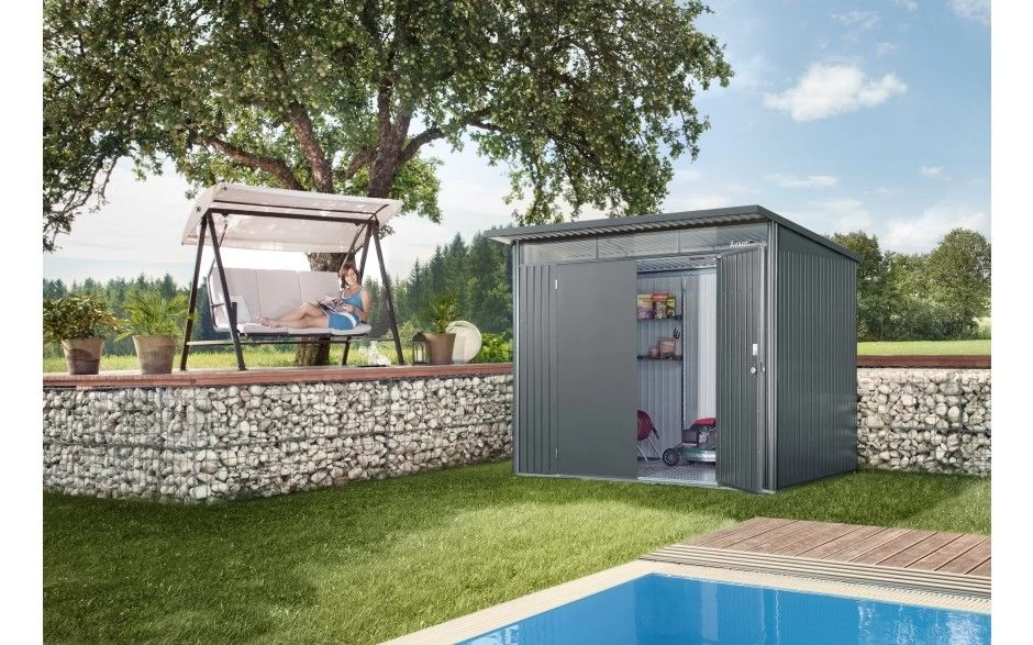 CASETA METALICA BIOHORT JARDIN AVANTGARDE A6 DOBLE PUERTA COLOR GRIS OSCURO 5 CASETA METALICA BIOHORT JARDIN AVANTGARDE A6 DOBLE PUERTA COLOR GRIS OSCURO - Imagen 3