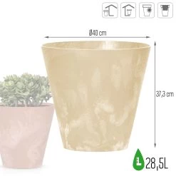 Prosperplast Maceta TUBUS BETON EFFECT 28,5L 400x400x373 Crema -Intemperie Jardinería Tienda 6a33e7b3af811268