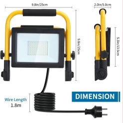 Foco De Trabajo LED 30W, 6500K, 2700LM, 360º, Cable De 1.8M, Aigostar -Intemperie Jardinería Tienda 7a2135482c6216eb