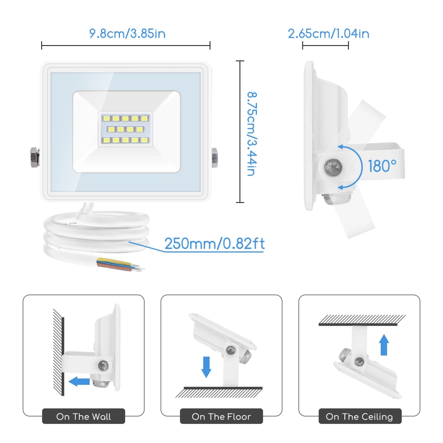 Aigostar Focos Led Exterior, 10W 6400K Led Focos Exterior, 900LM IP65 4 Aigostar Focos Led Exterior, 10W 6400K Led Focos Exterior, 900LM IP65 - Imagen 2