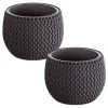 WellHome Pack 2 Macetas Redondas Splofy Bowl 14,4x14,4x11 Cm Antracita -Intemperie Jardinería Tienda 8b5625ab119e1b63