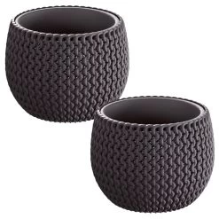 WellHome Pack 2 Macetas Redondas Splofy Bowl 14,4x14,4x11 Cm Antracita