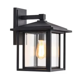 Aplique Exterior Avenida Vintage Negro Con Pantalla De Cristal 1xE27 IP23 Wonderlamp