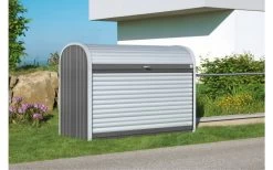 BAUL ARCON METALICO STOREMAX 120 BIOHORT JARDIN GRIS CUARZO -Intemperie Jardinería Tienda 9d284e86bd7af42f