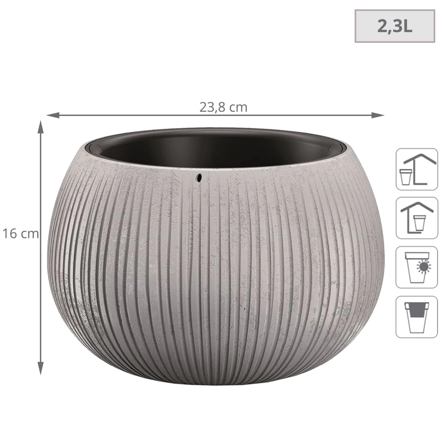 Prosperplast Maceta BETON BOWL Plástico CON Depósito Cemento16,1x23,8x23,8 Cms 5 Prosperplast Maceta BETON BOWL Plástico CON Depósito Cemento16,1x23,8x23,8 Cms - Imagen 3