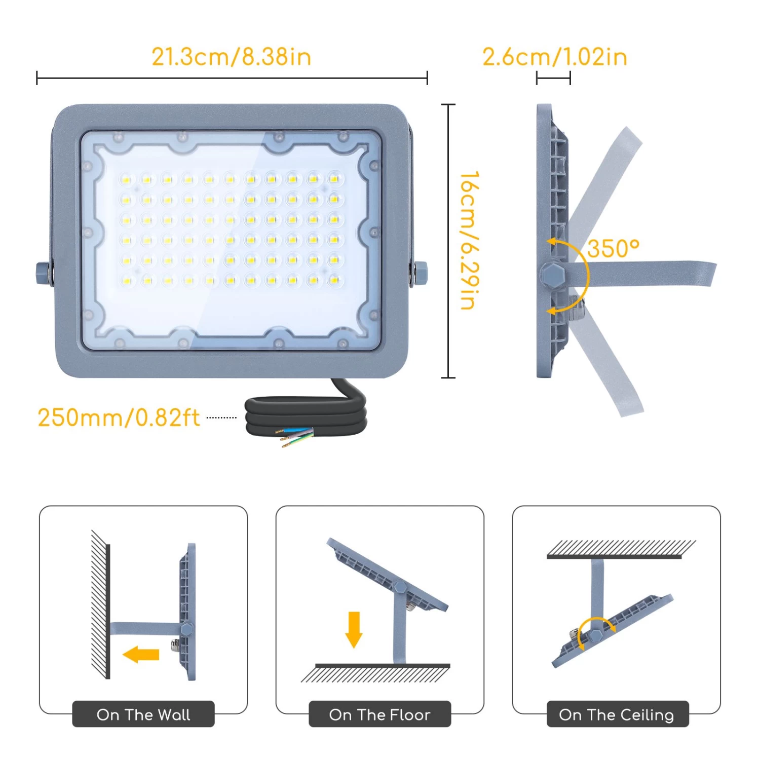 Aigostar Focos Led Exterior, 50W 6500K LED Floodlight Exterior 4 Aigostar Focos Led Exterior, 50W 6500K LED Floodlight Exterior - Imagen 2