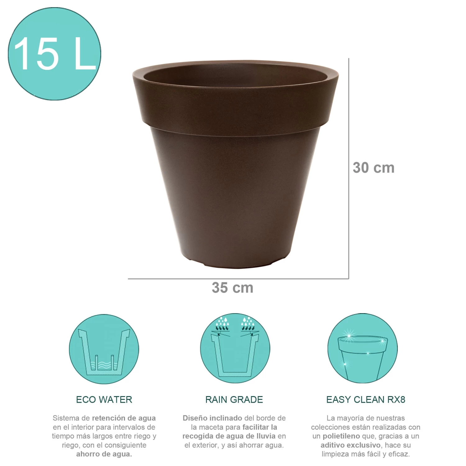 WellHome Macetero Polietileno Por Rotomoldeo Bronce 35x30 Cm 4 WellHome Macetero Polietileno Por Rotomoldeo Bronce 35x30 Cm - Imagen 2