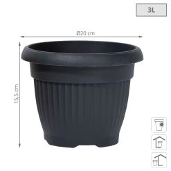 Prosperplast Maceta TERRA 3L 200x200x155 Antracita -Intemperie Jardinería Tienda b364469f87d1ffa2