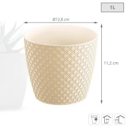 Prosperplast Maceta ORIENT 1L 128x128x112 Crema -Intemperie Jardinería Tienda b3d4466403186f38