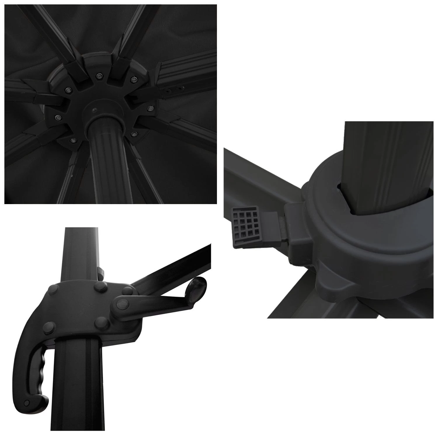 Paraguas Molokai Cuadrado 3x3m Negro + Funda 5 Paraguas Molokai Cuadrado 3x3m Negro + Funda - Imagen 3