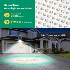 Aigostar Foco LED Solar Con Sensor Movimiento 200W 6500K, Mando A Distancia -Intemperie Jardinería Tienda ba19e623c55b30f2