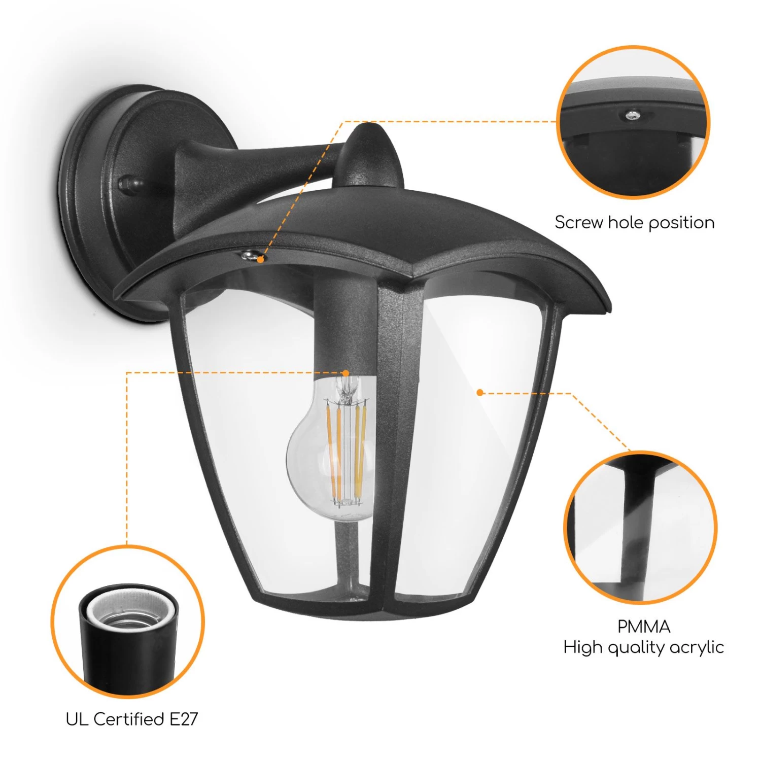 Aplique De Exterior Con Brazo E27 IP44 Bombilla No Incluida Aigostar 5 Aplique De Exterior Con Brazo E27 IP44 Bombilla No Incluida Aigostar - Imagen 3