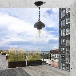 Lámpara Colgante De Exterior New Avenida Negro Con Pantalla De Cristal IP44 Wonderlamp -Intemperie Jardinería Tienda d5ab096ac9c1ecc7