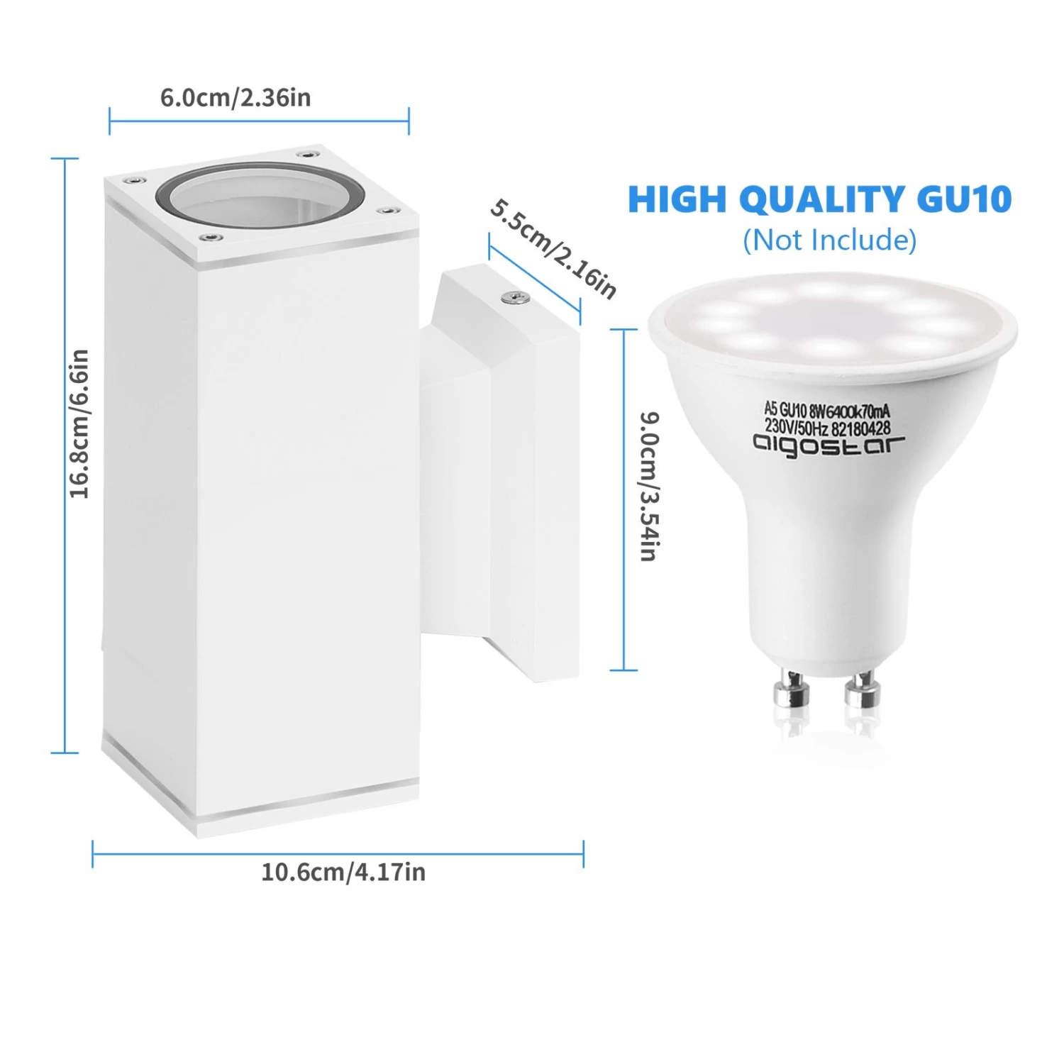 Aigostar Aplique Pared Exterior, GU10 Antracita Aluminio, IP65, Blanco 5 Aigostar Aplique Pared Exterior, GU10 Antracita Aluminio, IP65, Blanco - Imagen 3