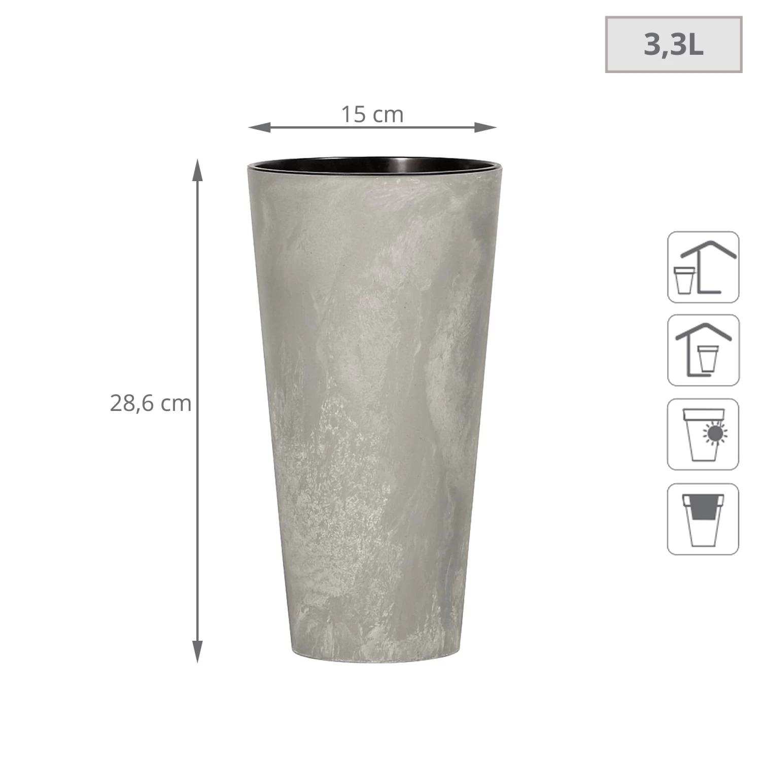 WellHome Pack 2 Maceteros Minimalistas Tubus SlimCemento - 28,6x15x15 Cm 4 WellHome Pack 2 Maceteros Minimalistas Tubus SlimCemento - 28,6x15x15 Cm - Imagen 2