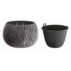 Prosperplast Maceta BOWL SANDY Plástico CON Depósito Antracita16,1x23,8x23,8 Cms -Intemperie Jardinería Tienda fdd084221b4ab880